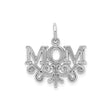 14k White Gold Mom Pendant with Scrollwork Design, Polished Charm for Women