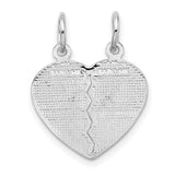 Best Friend Break Apart Charm Pendant in Real 14k White Gold