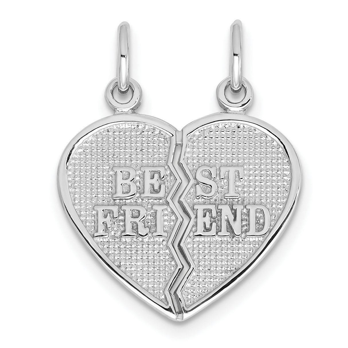 Best Friend Break Apart Charm Pendant in Real 14k White Gold