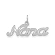 14k White Gold Nana Script Pendant with Diamond Cut Accents, Cursive Name Charm for Grandmother