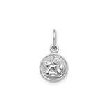 14k White Gold Angel Charm Pendant with Detailed Cherub Design