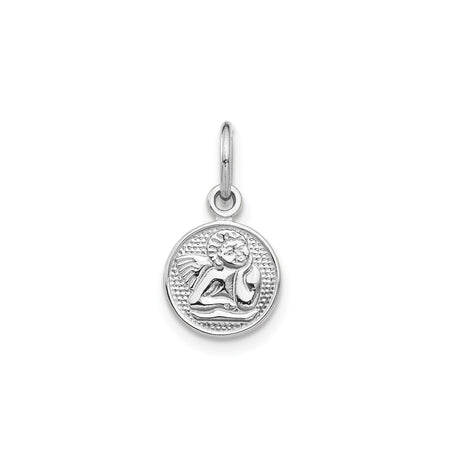 14k White Gold Angel Charm Pendant with Detailed Cherub Design