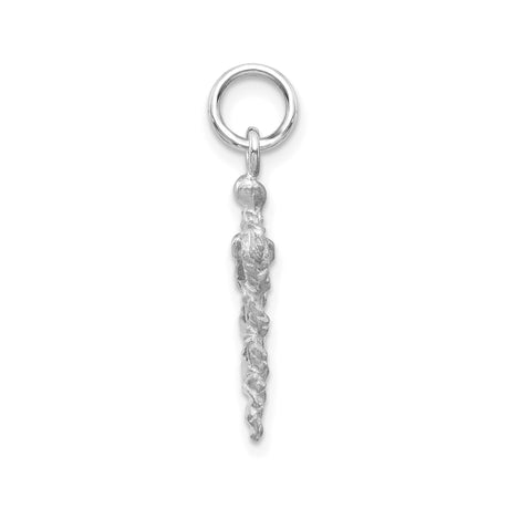 14k White Gold Caduceus Pendant with Winged Staff and Two Snakes, Medical Symbol Charm