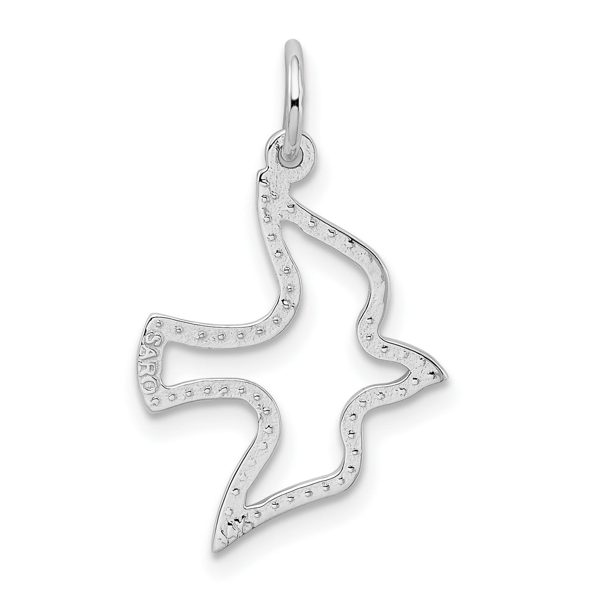 14k White Gold Dove Pendant, Open Cut Christian Symbol, Minimalist Religious Jewelry for Women