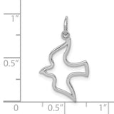 14k White Gold Dove Pendant, Open Cut Christian Symbol, Minimalist Religious Jewelry for Women
