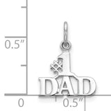 #1 Dad 11x13 mm Charm Pendant in Real 14k White Gold