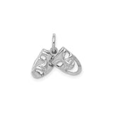 14k White Gold Comedy Tragedy Mask Pendant, Theater Drama Symbol Charm