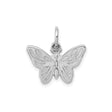 14k White Gold Butterfly Pendant Charm with Openwork Wings and Textured Detailing