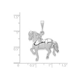 14k White Gold Prancing Horse Pendant, Equestrian Charm Symbolizing Strength and Freedom