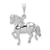 14k White Gold Prancing Horse Pendant, Equestrian Charm Symbolizing Strength and Freedom