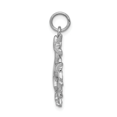 14k White Gold Unicorn Pendant, Prancing Mythical Charm with Whimsical Fantasy Design