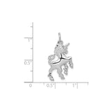14k White Gold Unicorn Pendant, Prancing Mythical Charm with Whimsical Fantasy Design