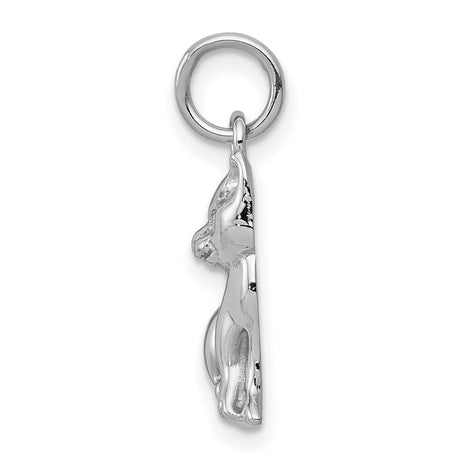 Cat Charm Pendant in Real 14k White Gold