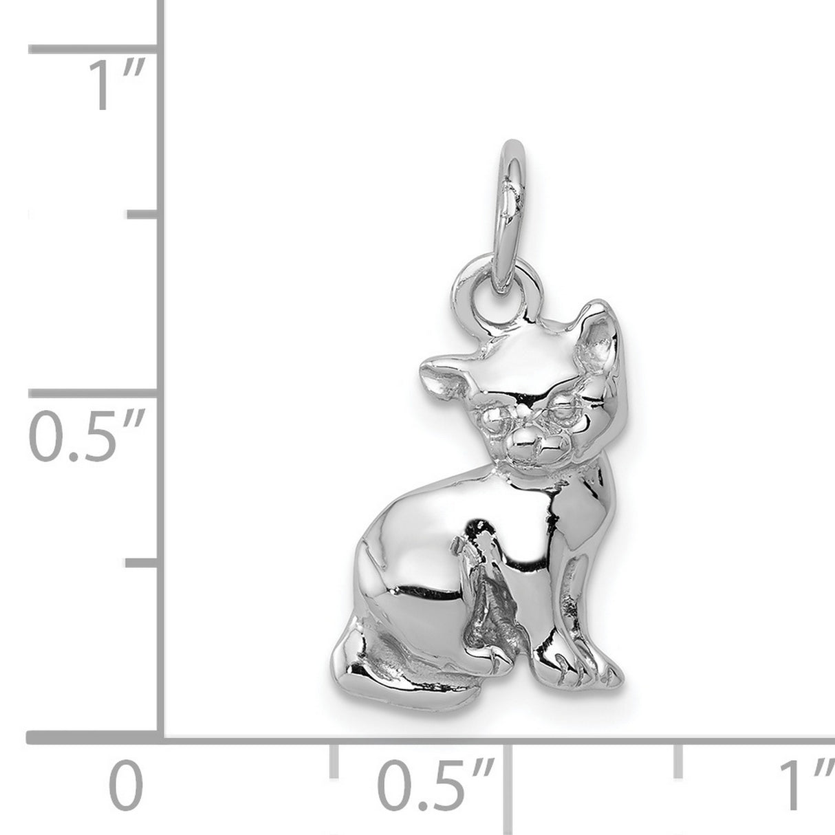 Cat Charm Pendant in Real 14k White Gold