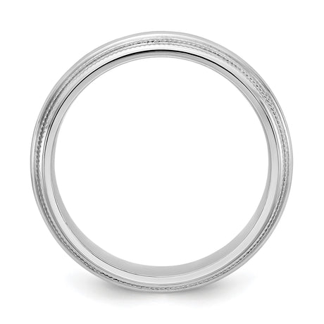 10k White Gold Milgrain, Comfort Fit wedding band ring alternate angle