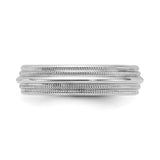 10k White Gold Milgrain, Comfort Fit wedding band ring detail view
