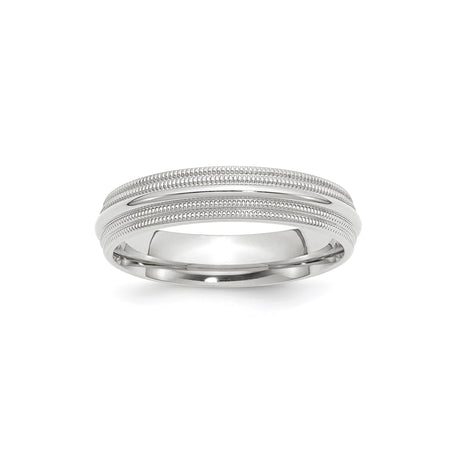 10k White Gold Milgrain, Comfort Fit wedding band ring