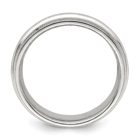 10k White Gold Milgrain, Comfort Fit wedding band ring alternate angle