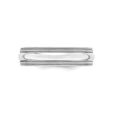 14k White Gold Milgrain, Comfort Fit wedding band ring detail view
