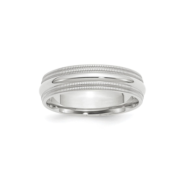 10k White Gold Milgrain, Comfort Fit wedding band ring