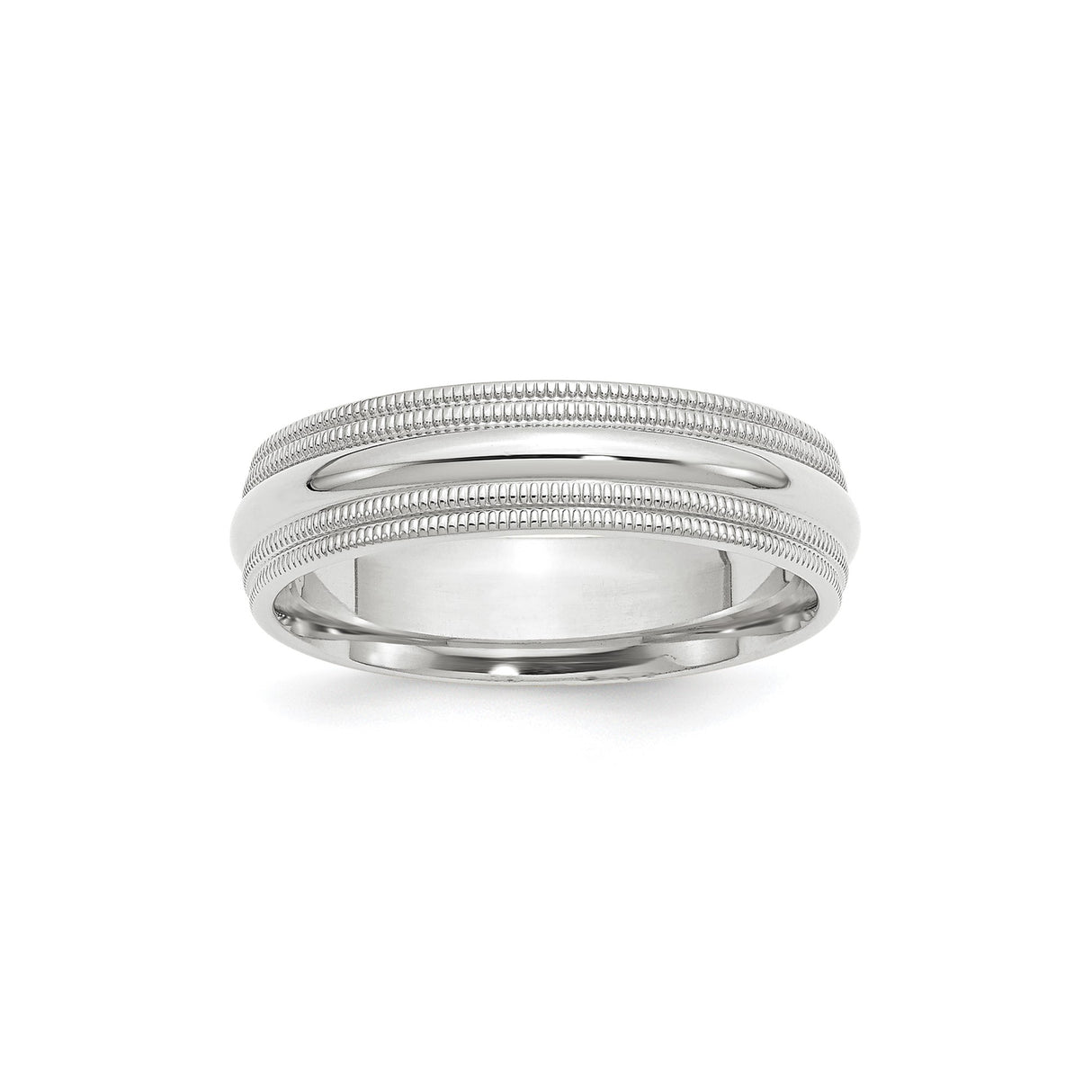 14k White Gold Milgrain, Comfort Fit wedding band ring