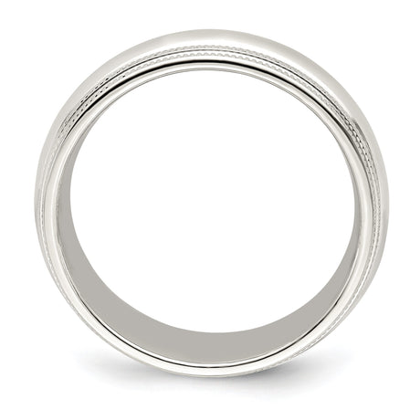 10k White Gold Milgrain, Comfort Fit wedding band ring alternate angle