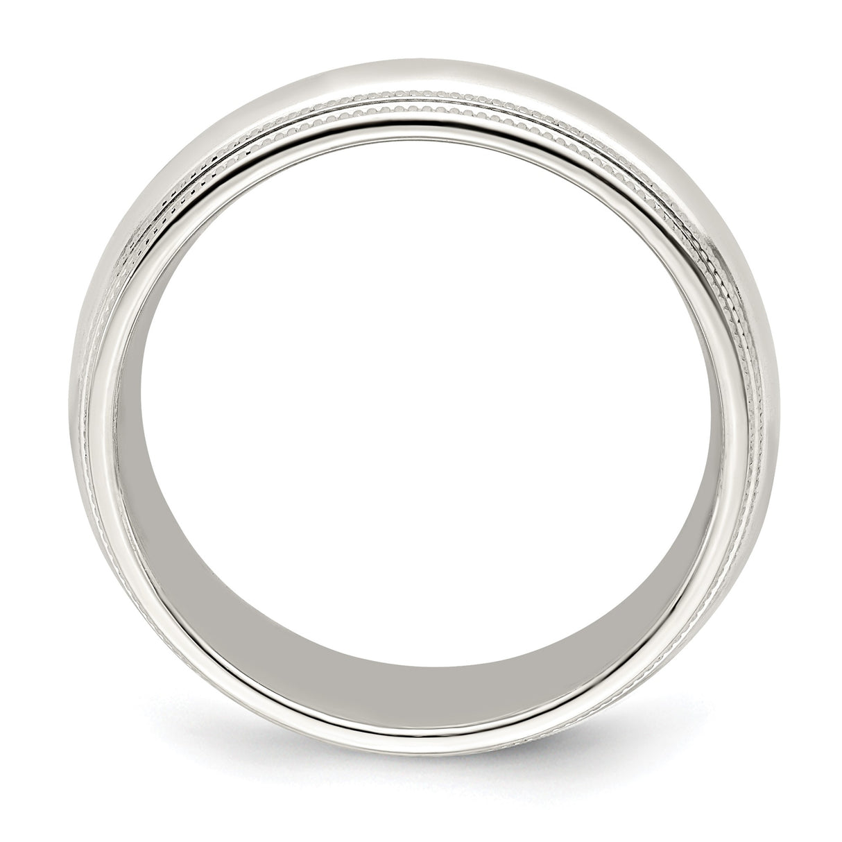 14k White Gold Milgrain, Comfort Fit wedding band ring alternate angle