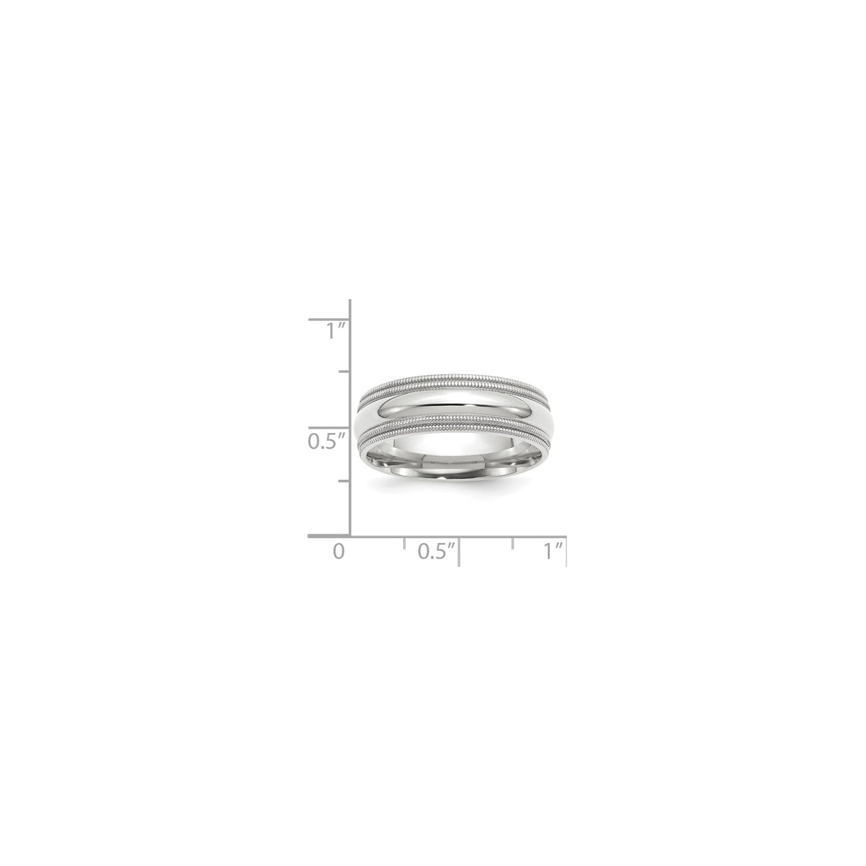 14k White Gold Milgrain, Comfort Fit wedding band ring shown for scale