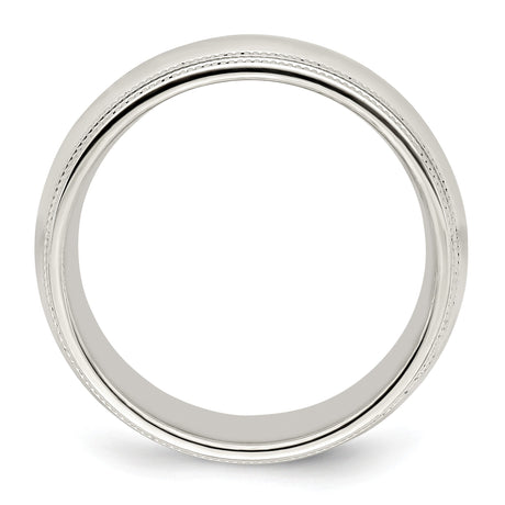 10k White Gold Milgrain, Comfort Fit wedding band ring alternate angle
