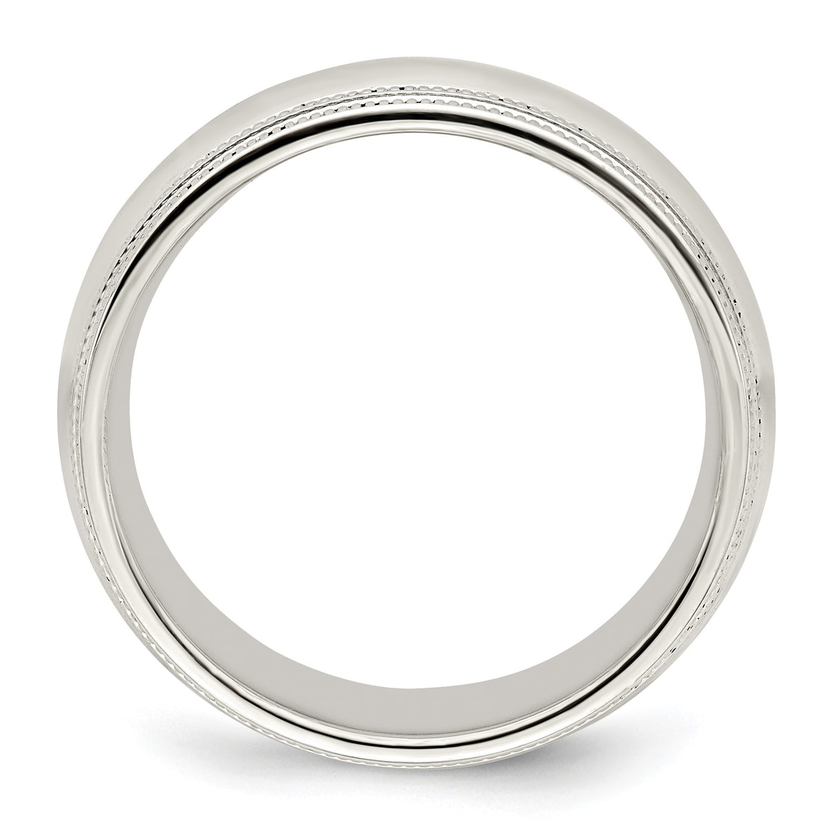 14k White Gold Milgrain, Comfort Fit wedding band ring alternate angle