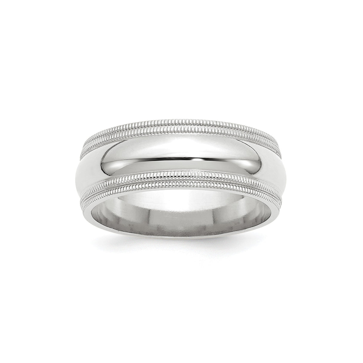 10k White Gold Milgrain, Comfort Fit wedding band ring