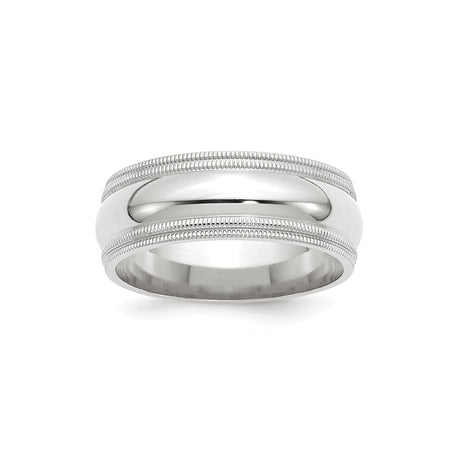 10k White Gold Milgrain, Comfort Fit wedding band ring