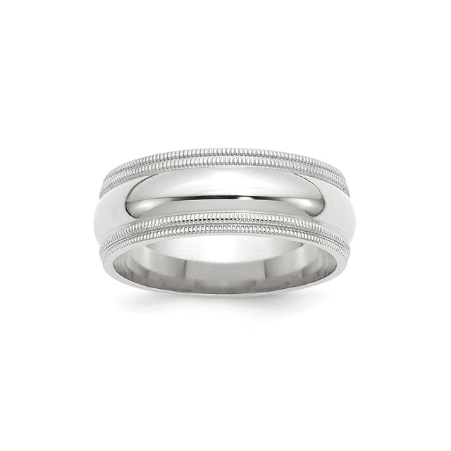 10k White Gold Milgrain, Comfort Fit wedding band ring