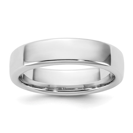 14K White Gold European-Style Comfort-Fit Wedding Band 5mm Solid Ring
