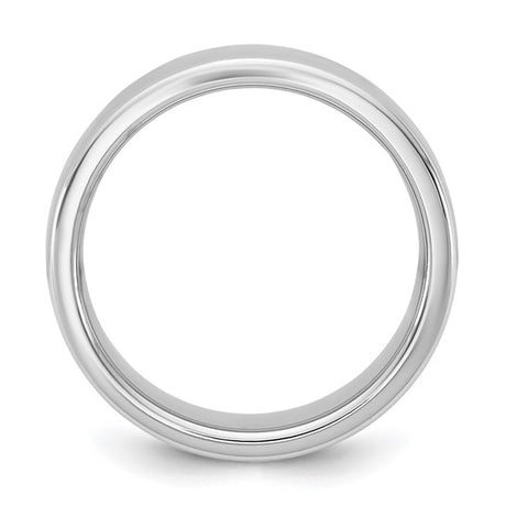 14K White Gold European Wedding Band, Comfort Fit, Solid 6mm Ring