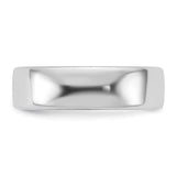 14K White Gold European Wedding Band, Comfort Fit, Solid 6mm Ring