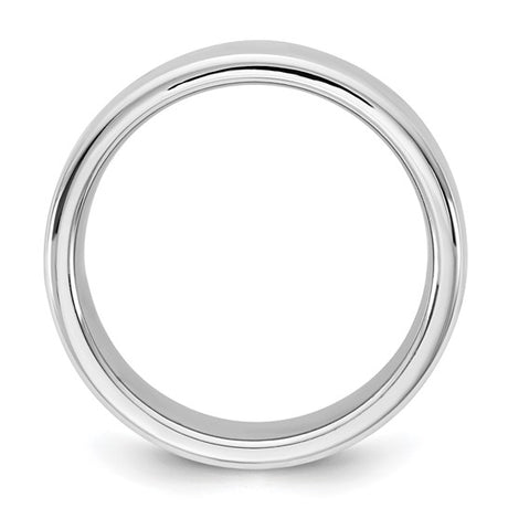 14K White Gold European Wedding Band, Comfort Fit, 8mm Solid Ring