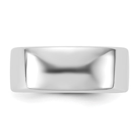 14K White Gold European Wedding Band, Comfort Fit, 8mm Solid Ring