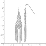 14k White Gold Chandelier Earrings with Lattice Design and Beaded Tassels