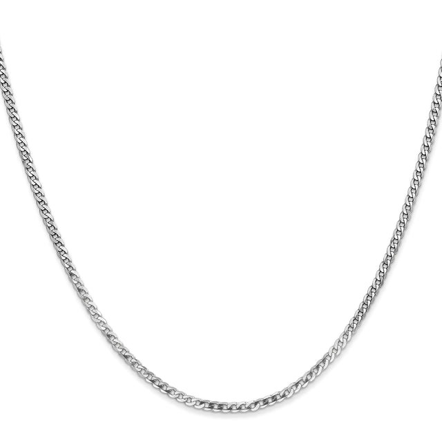14K White Gold 2.2 mm Curb Chain Necklace, Polished