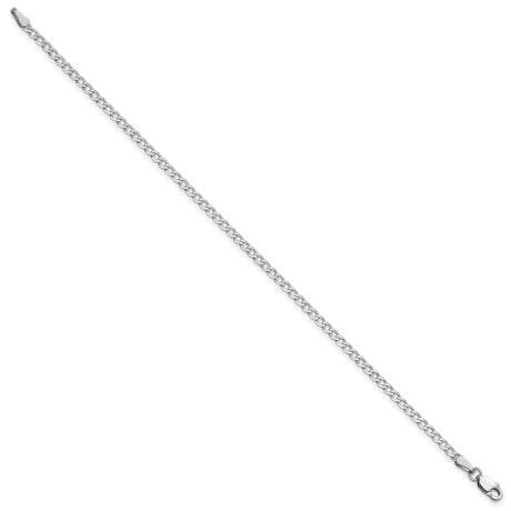 14K White Gold 2.2 mm Curb Chain Bracelet, Polished