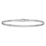 14K White Gold 2.2 mm Curb Chain Bracelet, Polished alternate angle