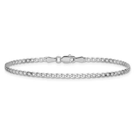 14K White Gold 2.2 mm Curb Chain Bracelet, Polished alternate angle