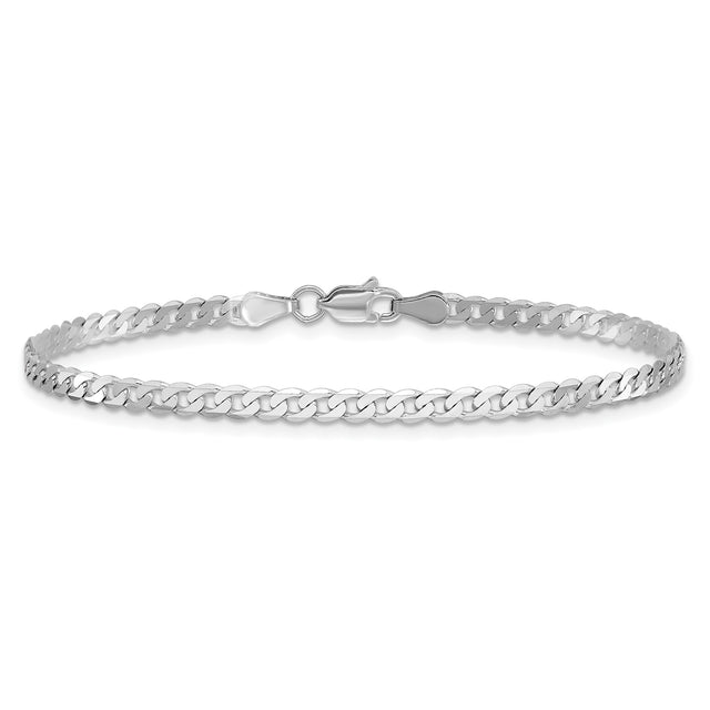 14K White Gold 2.9 mm Curb Chain Bracelet, Polished