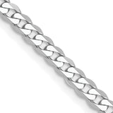 14K White Gold 2.9 mm Curb Chain Necklace, Polished detail view