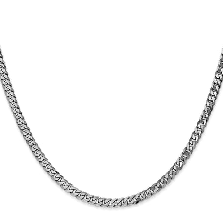 14K White Gold 3.9 mm Curb Chain Necklace, Polished