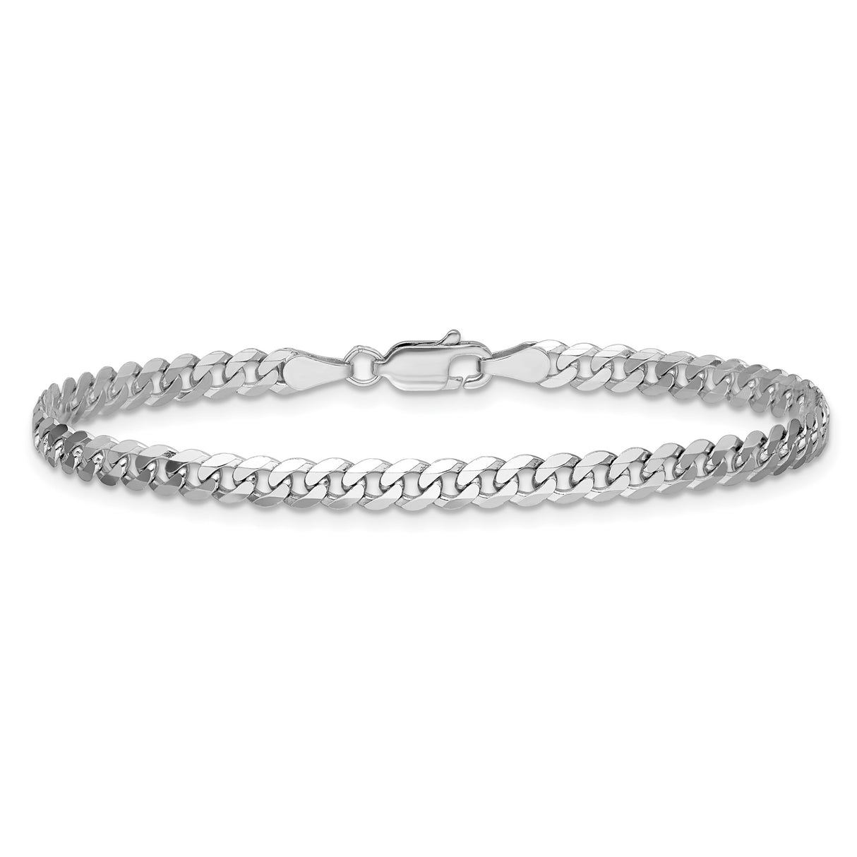 14K White Gold 3.9 mm Curb Chain Bracelet, Polished alternate angle