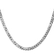14K White Gold 4.75 mm Curb Chain Necklace, Polished