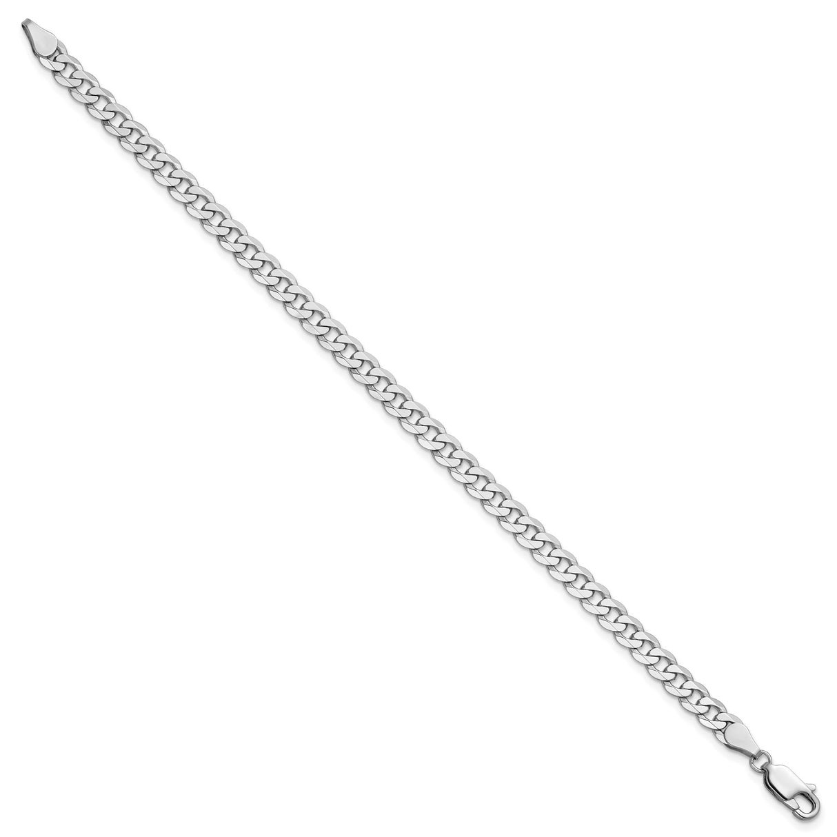 14K White Gold 4.75 mm Curb Chain Bracelet, Polished