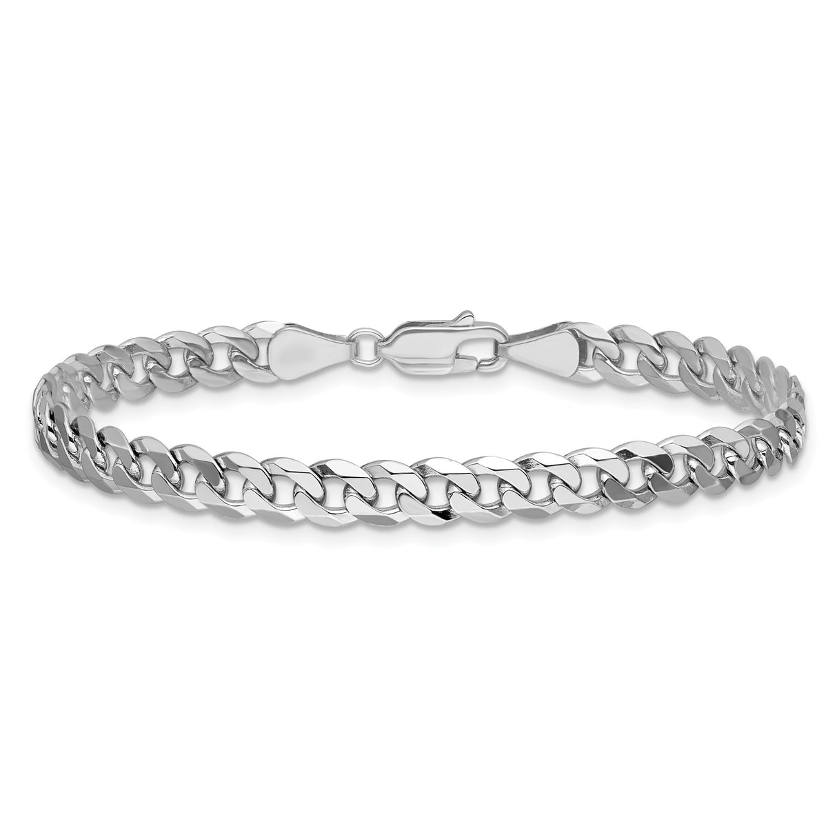 14K White Gold 5.75 mm Curb Chain Bracelet, Polished alternate angle
